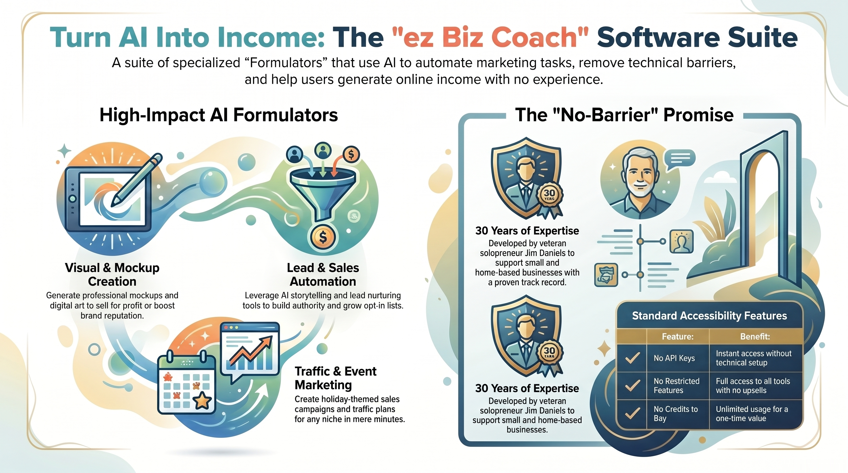 EZ Biz Coach AI Software Suite Infographic